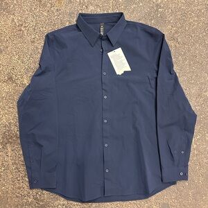 Lululemon New Venture Classic Fit LS Shirt Men’s Large Navy Blue Button Up